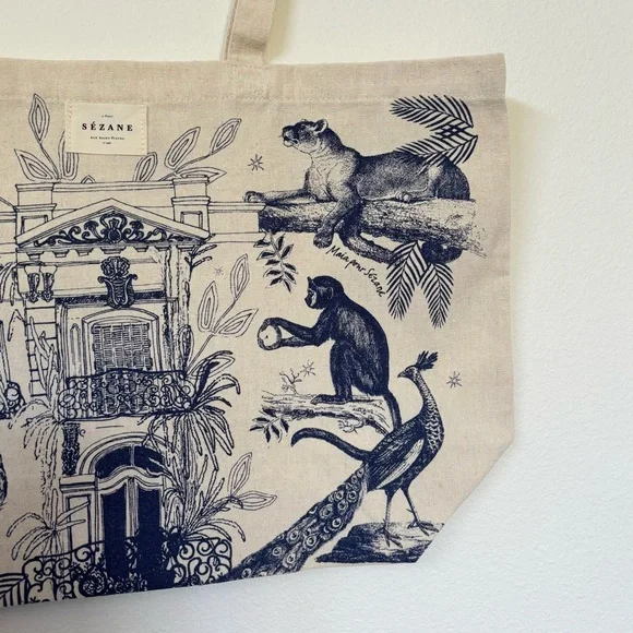 Sezane Navy and Cream Tote NWOT - Picture 2 of 3